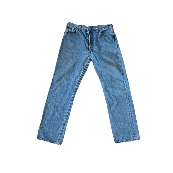 Levis 501 Jeans Mens 36x32 Blue Comfort Fit Straight  Leg - Picture 1 of 6